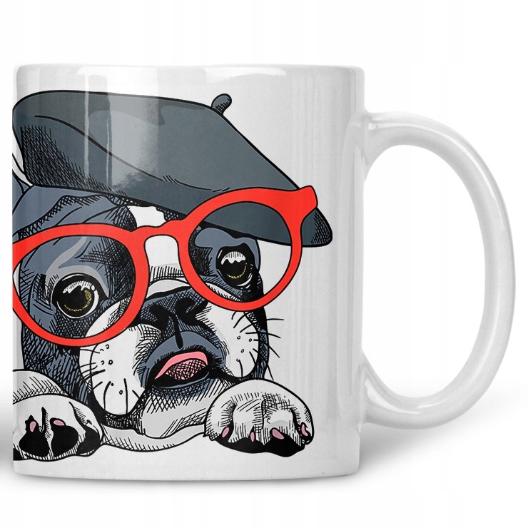 

Kubek Buldog francuski w okularach