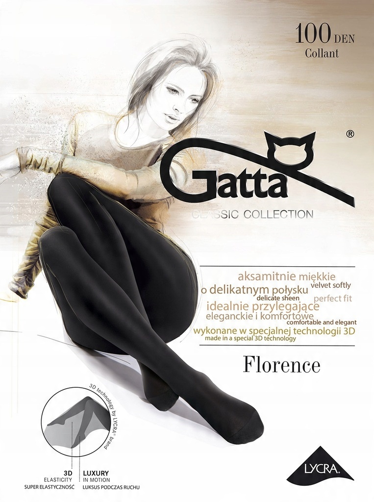 

Rajstopy Gatta Florence 100 den r 4/L Czarne 3D