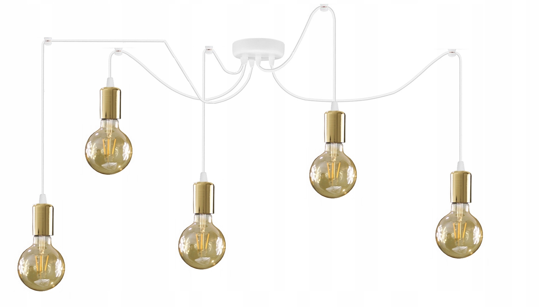 Závěsná stropní lampa Pajak Edison 5 lustr 5xE27 Loft bílo-zlatá lampa