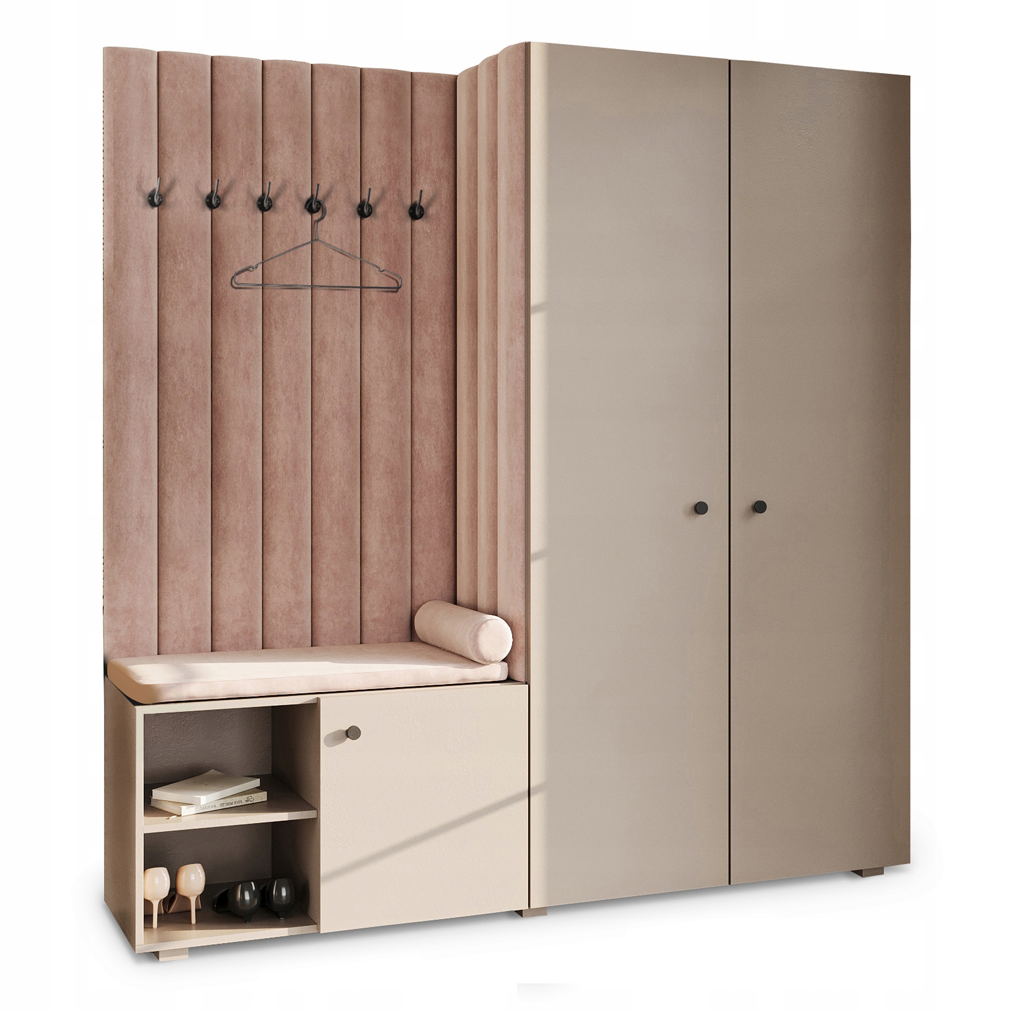 Šatní skříň do předsíně Aria Béžová Písková čalouněná sedákem Cloud 60