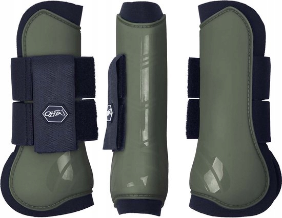 Ochraniacze dla konia Qhp TendonBoots na nogi przednie ciemnozielone Full