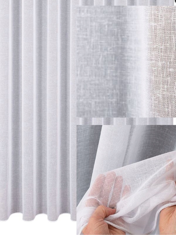 Hotové záclony s páskou Záclona s olověnkou do obývacího pokoje Bílá Hladká s310x180