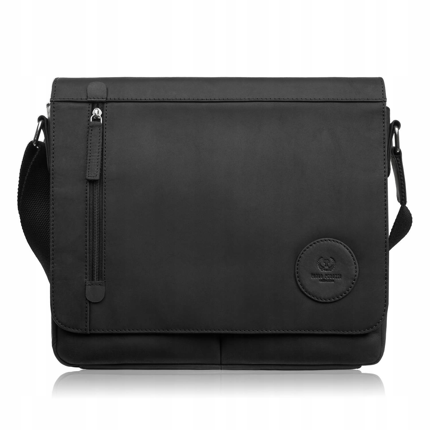 Pánská černá taška na rámu z přírodní vintage kůže Paolo Peruzzi