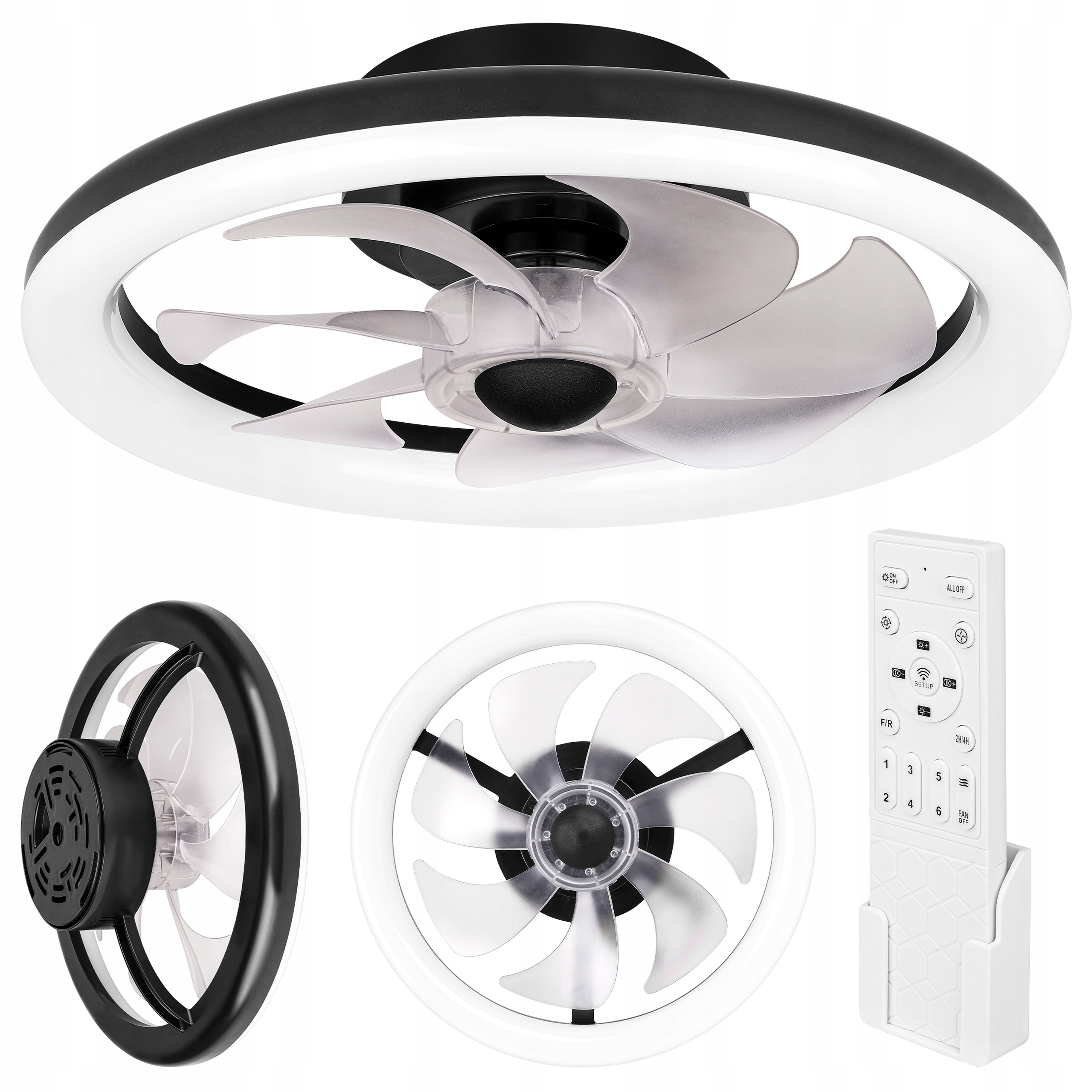 Lampa z Wiatrakiem sufitowa Led wisząca plafon 40cm Natynkowy pilot