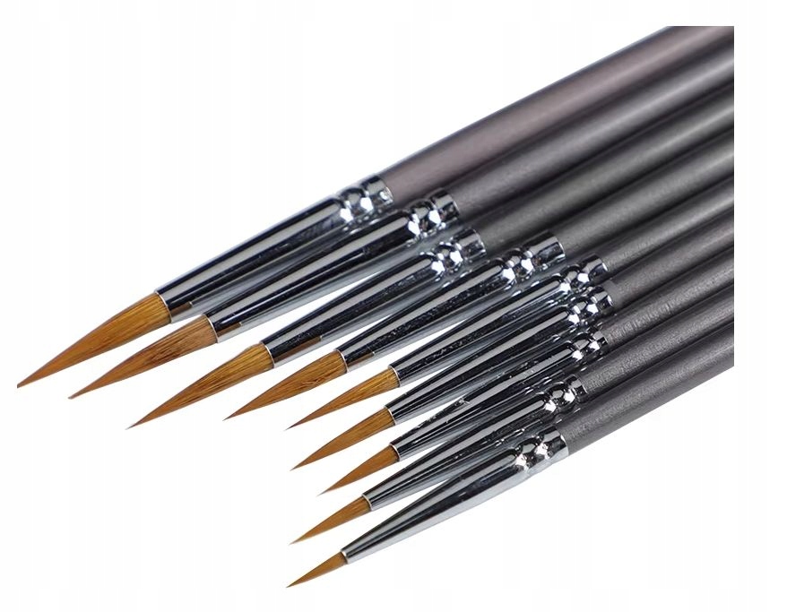 ZESTAW 9 PĘDZLI DO MALOWANIA NATURALNE WŁOSIE