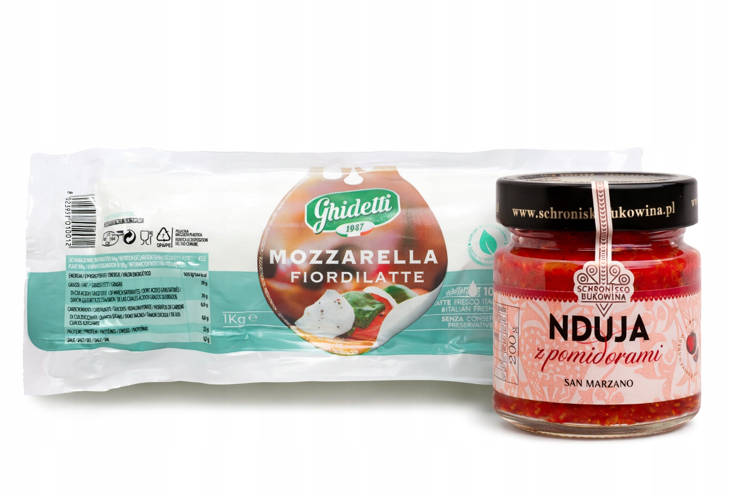 Levně Sada přísad na pizzu Mozzarella Filone Fior Di Latte 1 kg Nduja 200 g