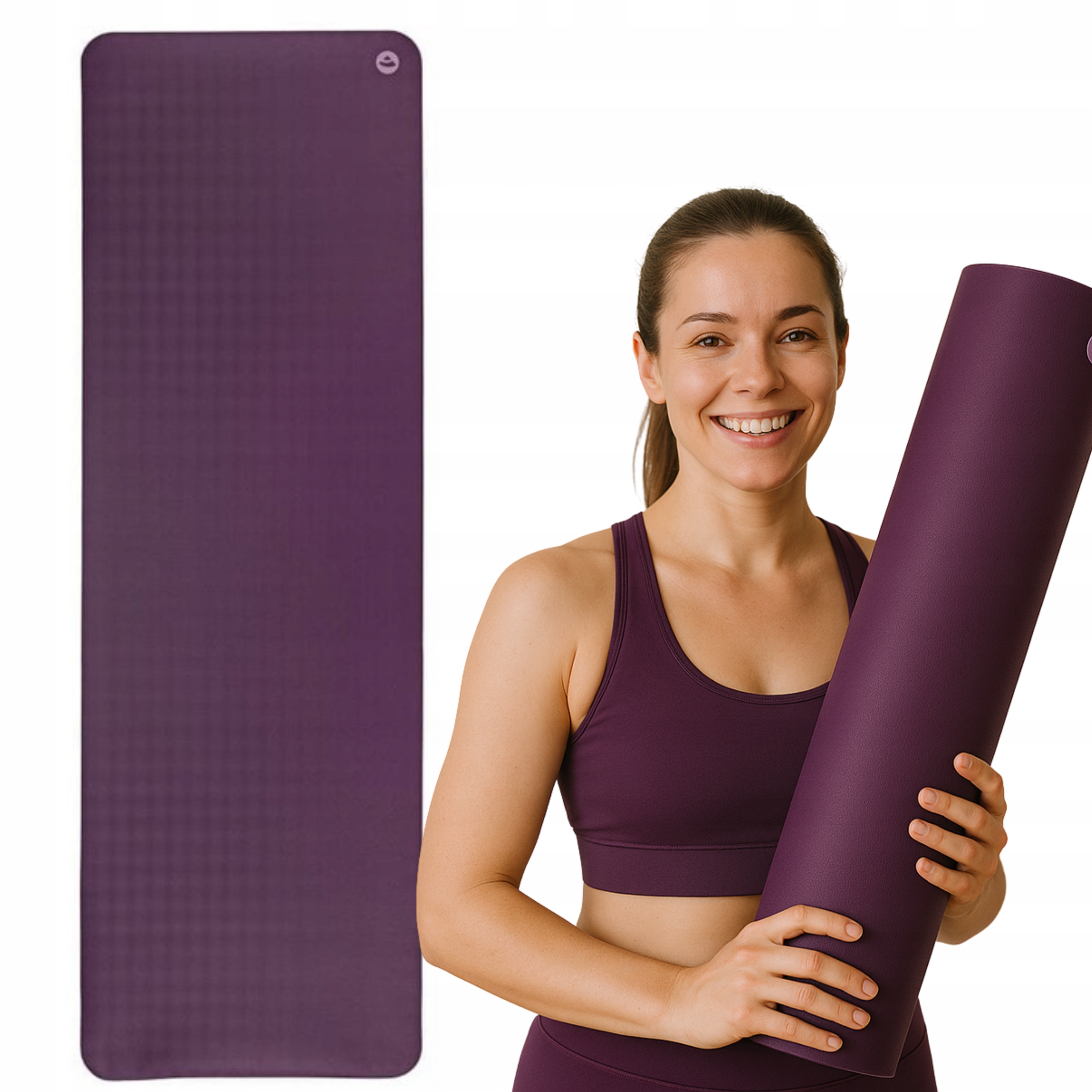 Mata do ćwiczeń jogi kauczukowa Bodhi EcoPro 4mm fioletowy antypoślizgowa