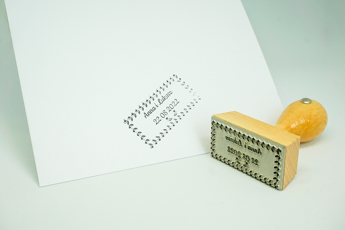 Pieczęć Stempel 50x30 mm Pieczątka na Ślub Wesele Kształt prostokątny