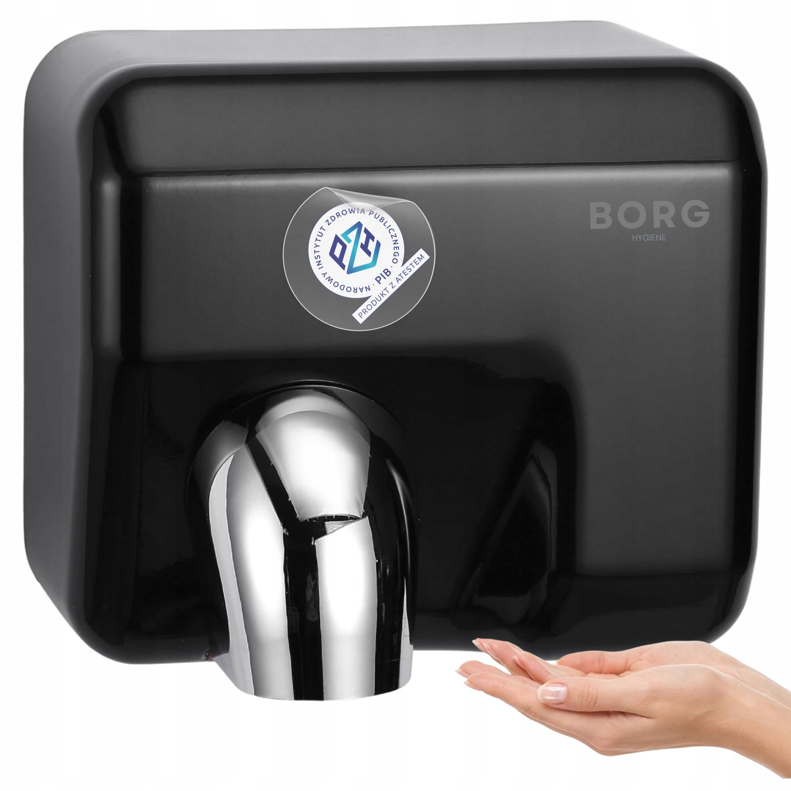 Sušička rúk oceľová 2500 W Borg Flowmaster čierna s pohyblivou tryskou