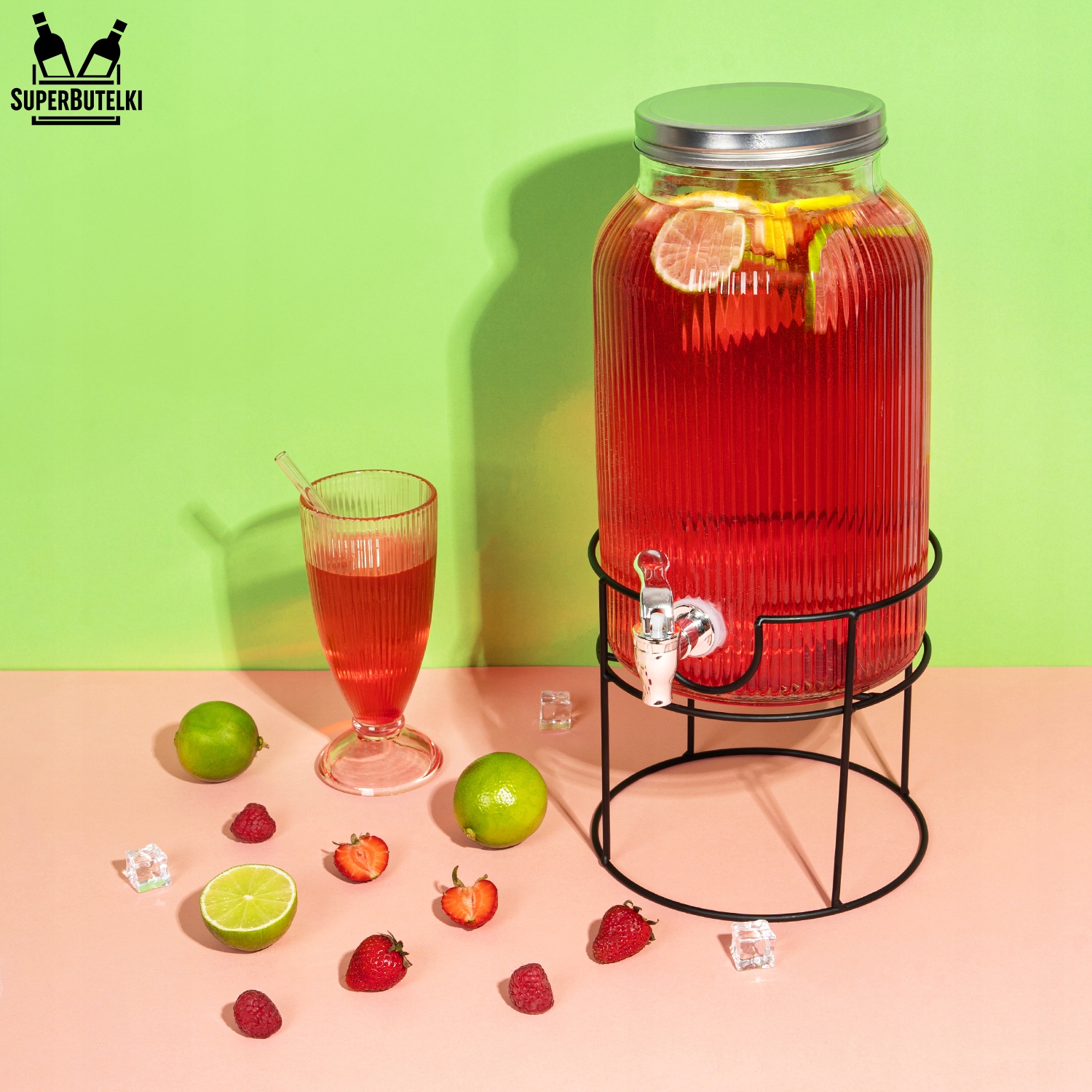 SŁÓJ z KRANIKIEM na STOJAKU 6L na LEMONIADĘ SOK DYSTRYBUTOR WODY RYFLOWANY Rodzaj dzbanek