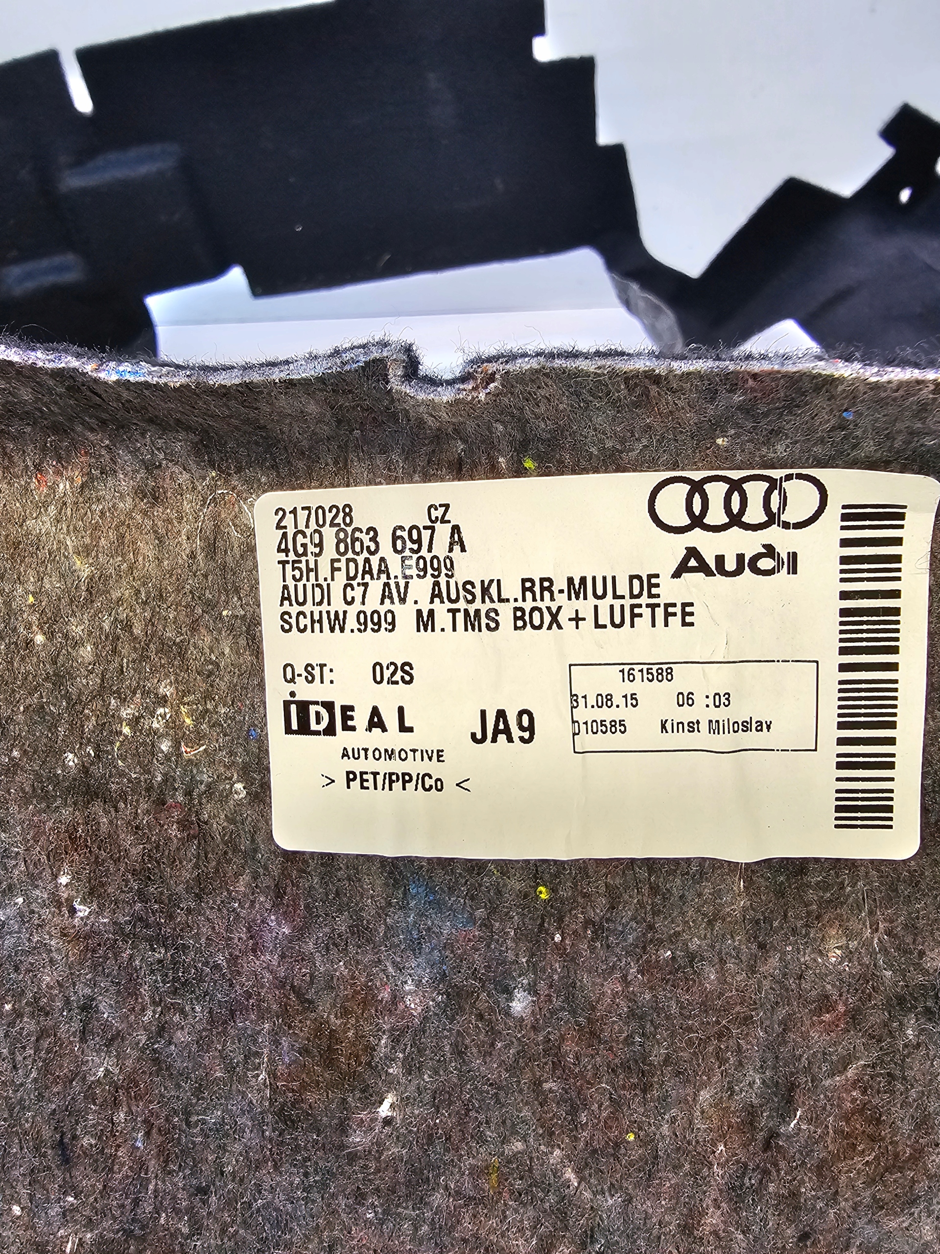 soundproofing boot AUDI A6 C7 4G9863697A