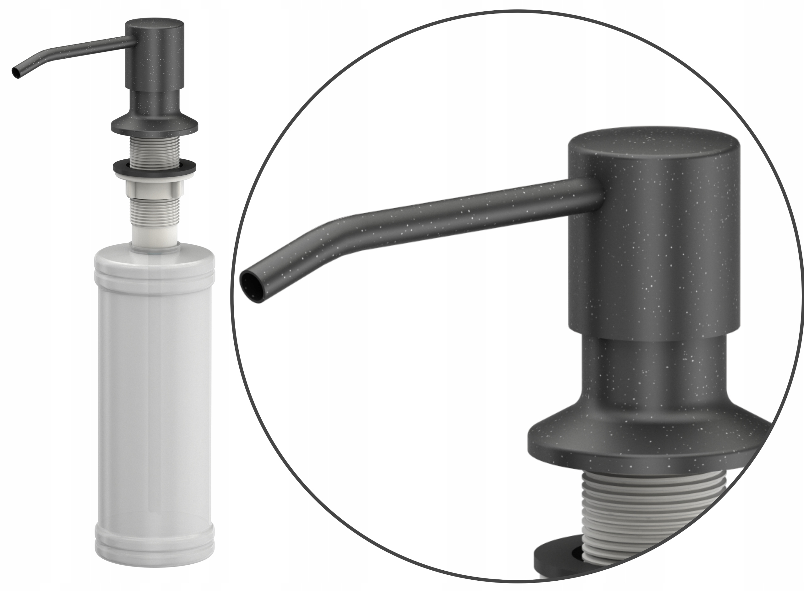 myQ Zlewozmywak PARIS 11 kuchenny granitowy czarny zestaw bateria 77x44 cm Kolor czarny