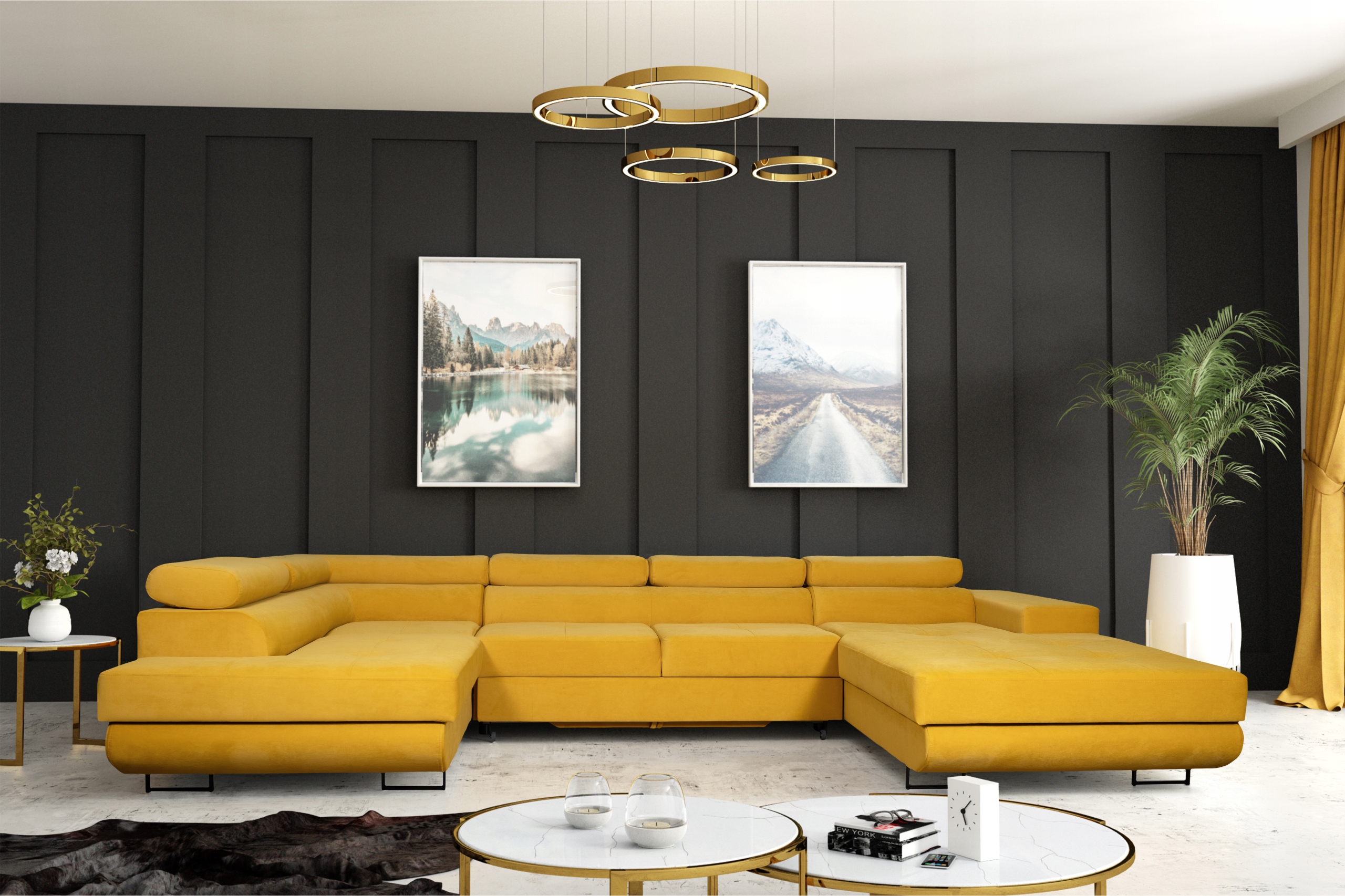 NAROŻNIK ROZKŁADANY LUGO U REGULOWANE ZAGŁÓWKI Marka Meble Modivo