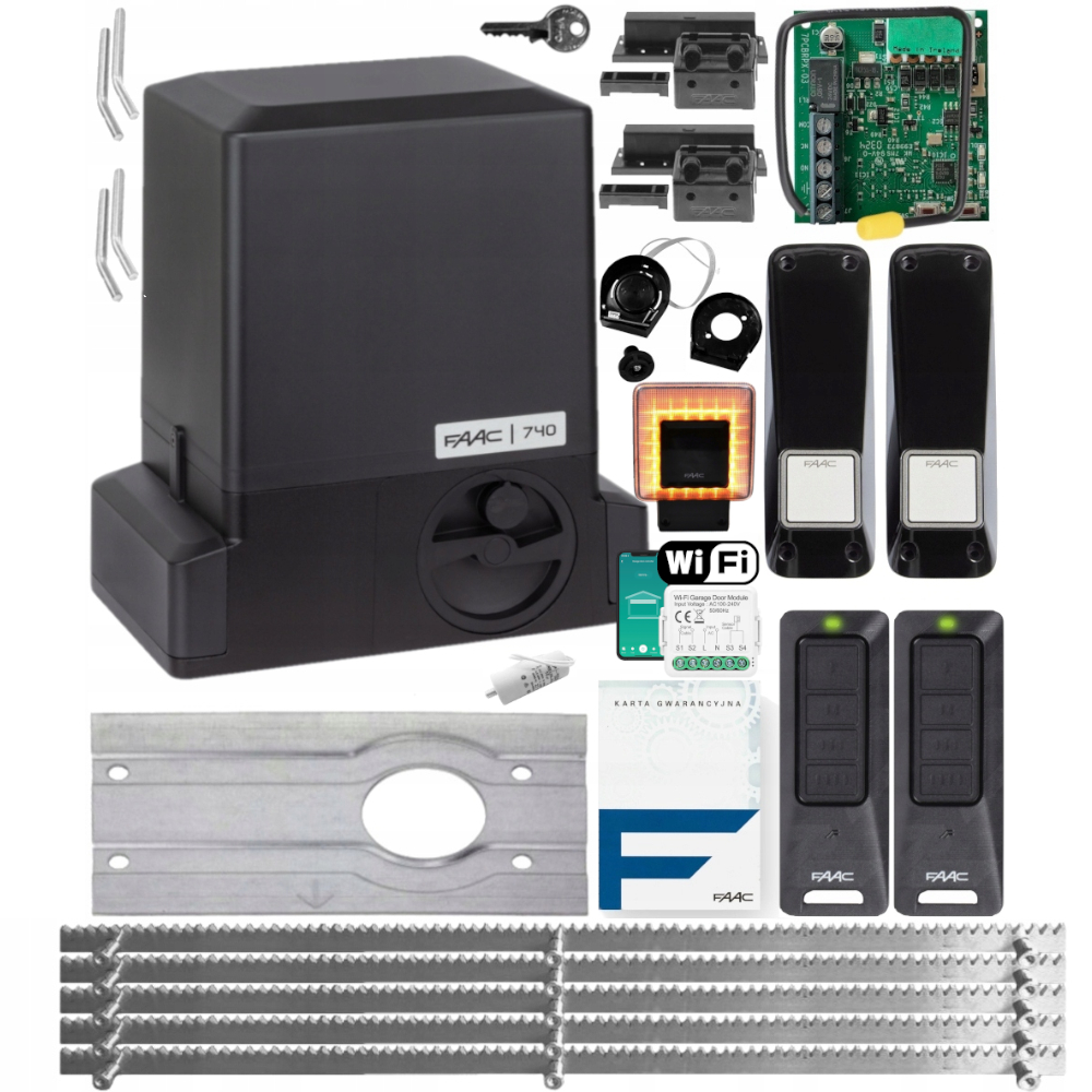 Faac 740 Delta 2 Zestaw do 500 kg 2 Piloty XT4 Fds, Xled, WiFi, Listwa 5m