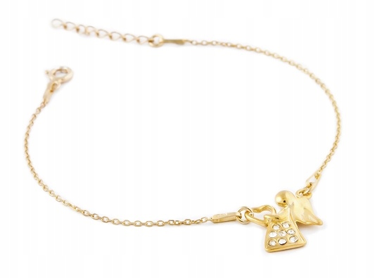 

Złota bransoletka Aniołek Swarovski komunia+GRAWER