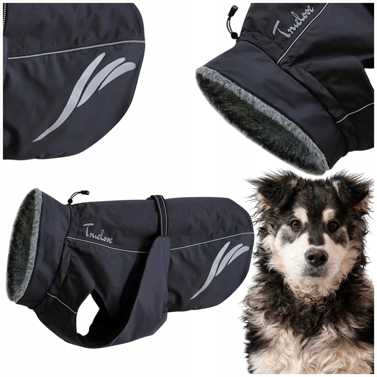 Levně Zimní Zateplená Bunda Pro Psa Truelove Comfort Plus Černá 6XL 65 cm