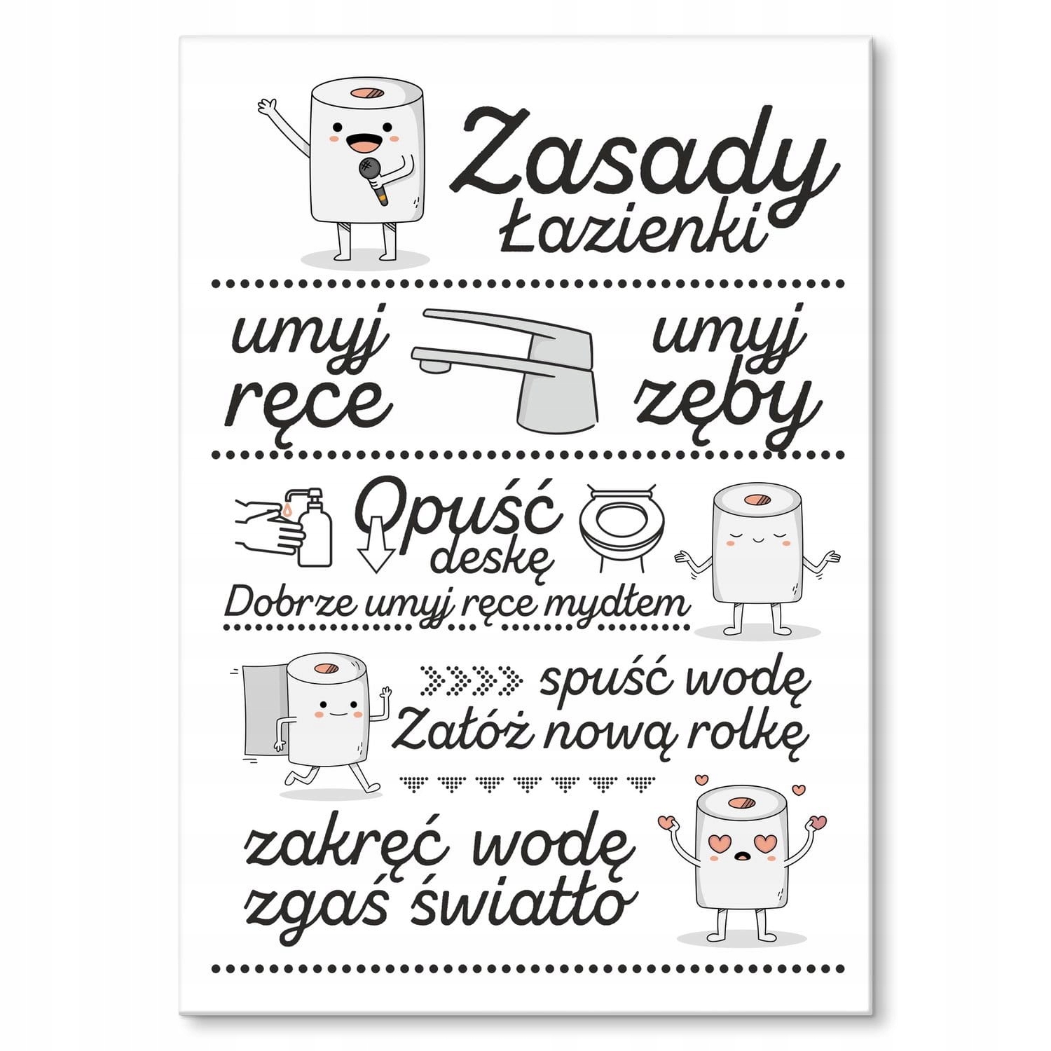 

Ozdoba Blacha Metal Obraz Napis Zasady Łazienki