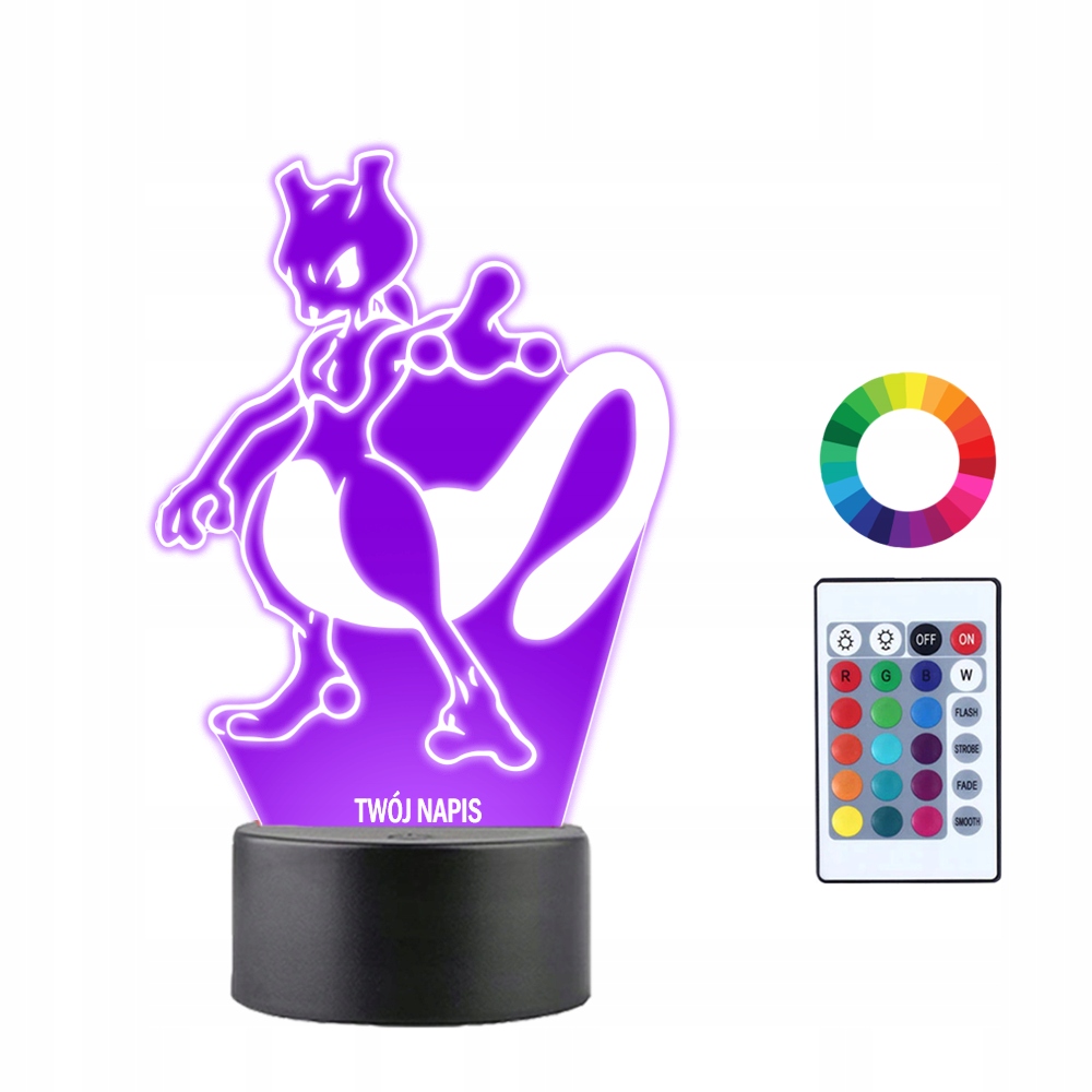 

Lampka Nocna 3D Led Pokemon Mew Two Anime Grawer