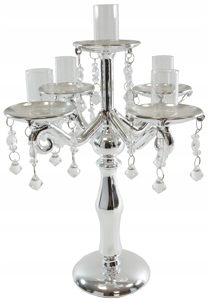 Vkusný 5RAMENNÝ Pokovený Skleněný Svícen