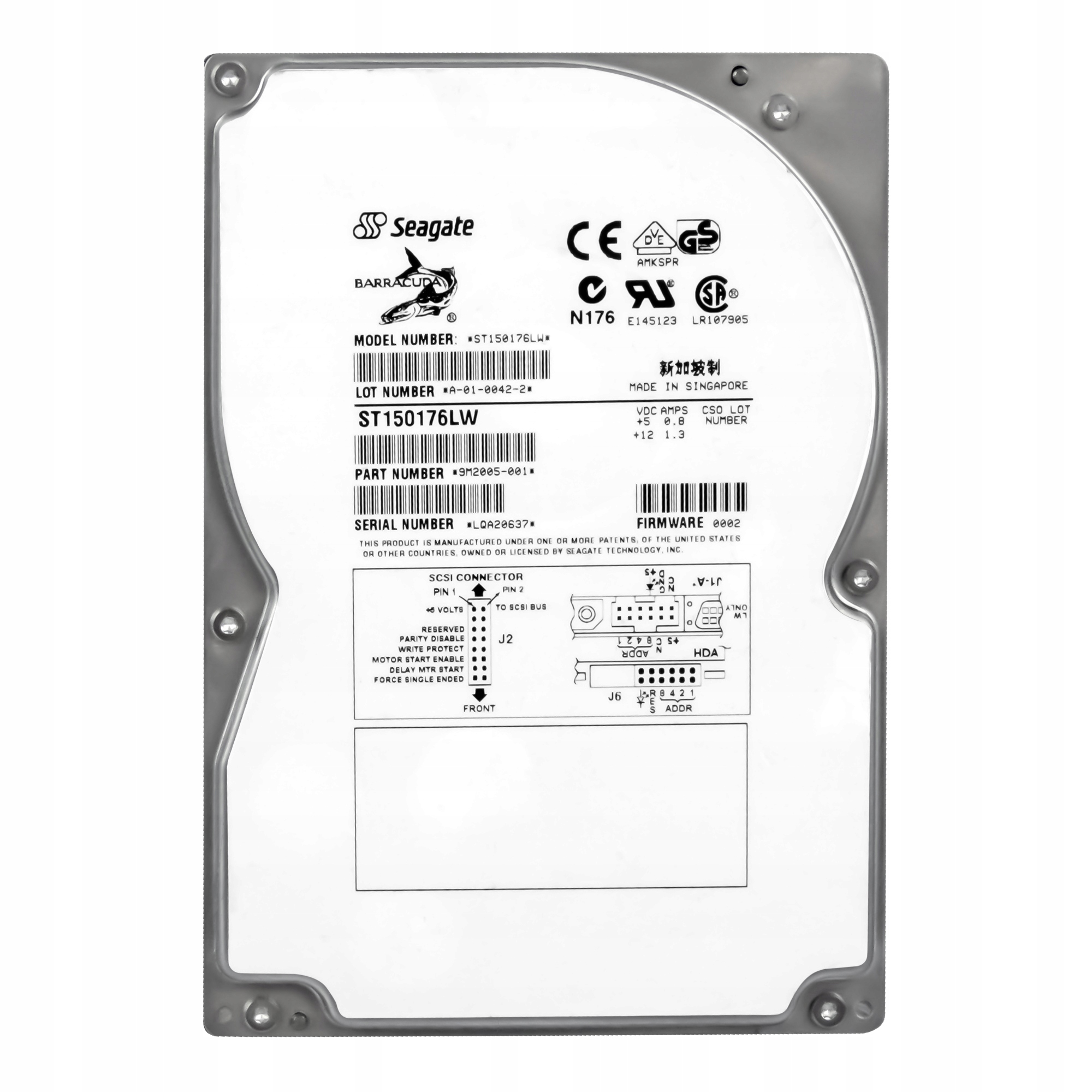 Seagate Barracuda 50GB 7.2K Ultra-2 Scsi 3.5'' Hh ST150176LW