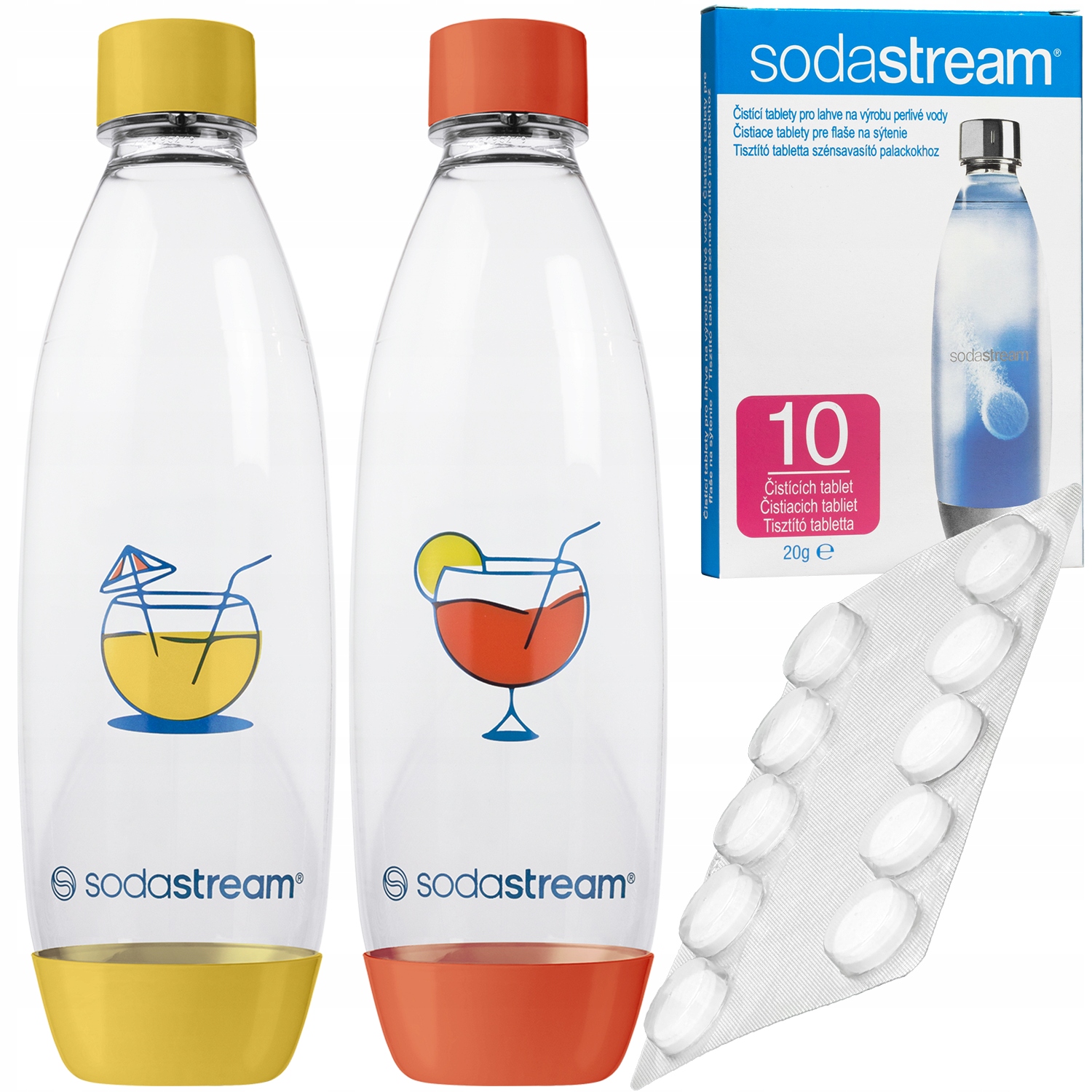 2x Lahve Do Saturatoru Sodastream Fuse 1 l Čistící Tablety