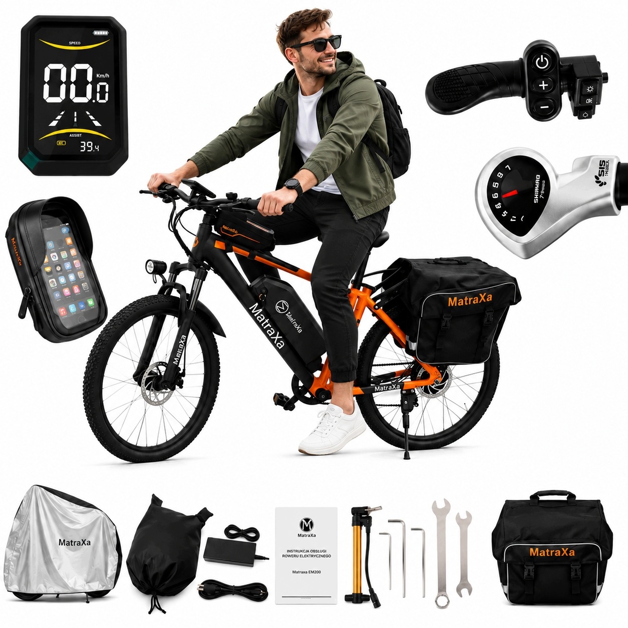 Rower eleketryczny Trekkingowy 36V 250W Damski Męski do 130km Koła 27,5