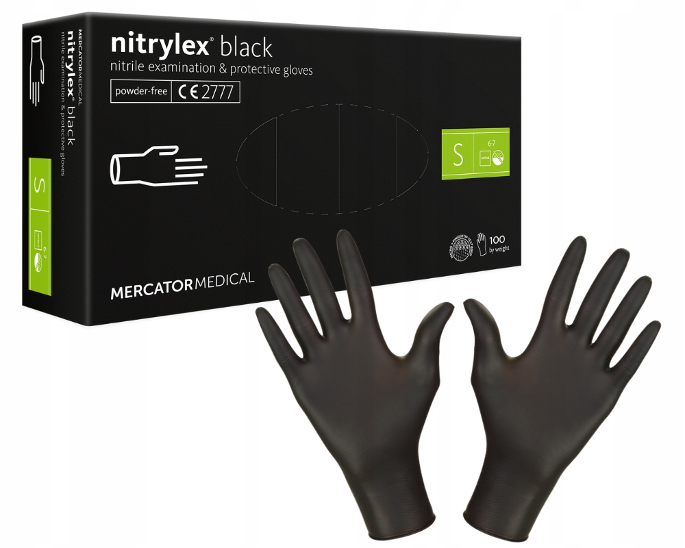 

Rękawice Nitrylowe Czarne Bezpudrowe S 100 sztuk