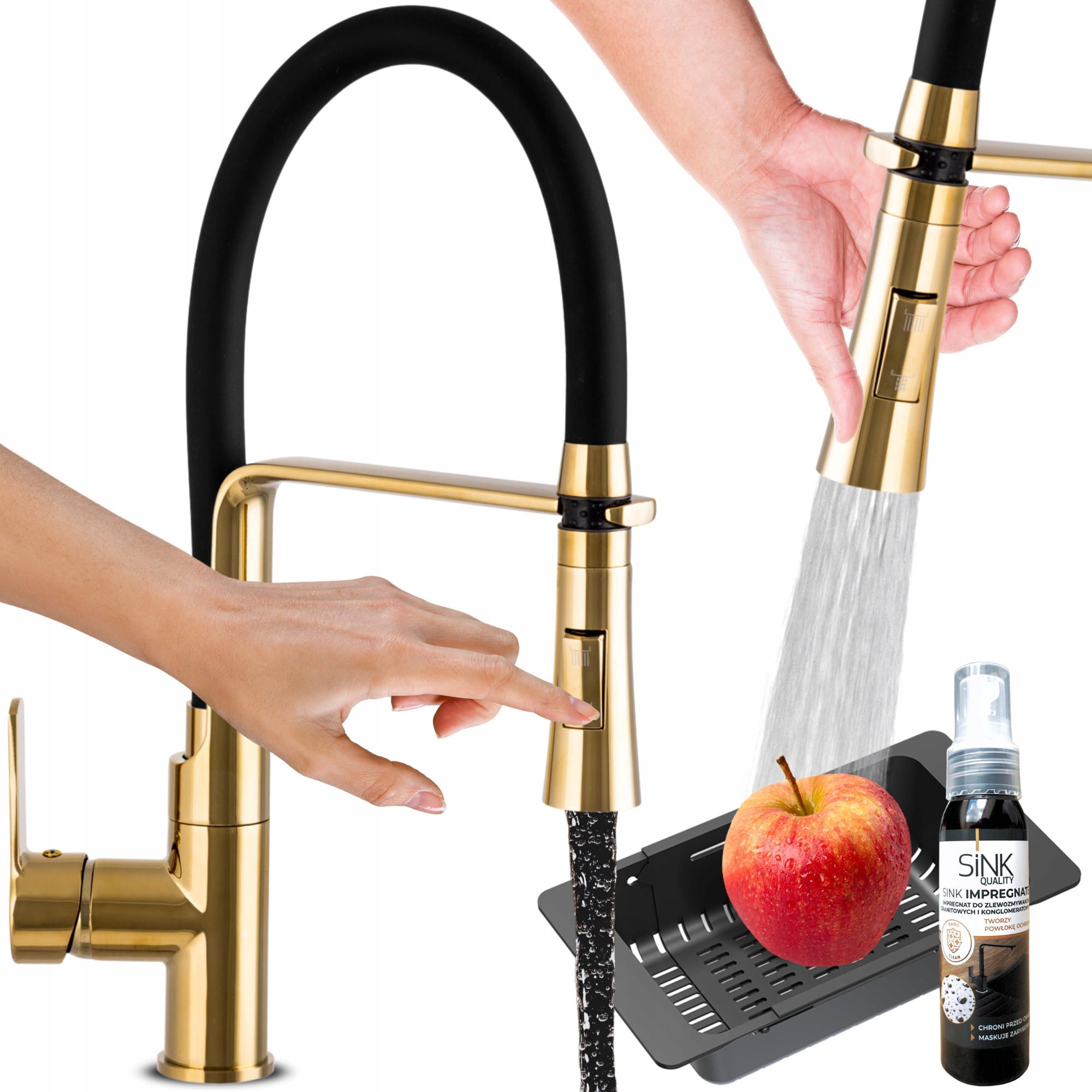 Kuchyňská Baterie Zlatá S Flexibilním Výtokem, Ohebná, dřezová baterie