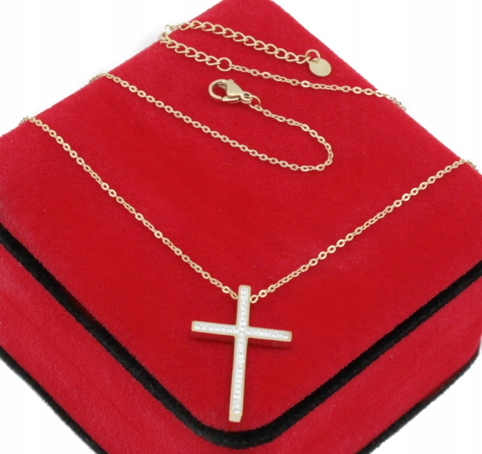 

Naszyjnik Złoty Z Krzyżem Cyrkonie Stal 316 L