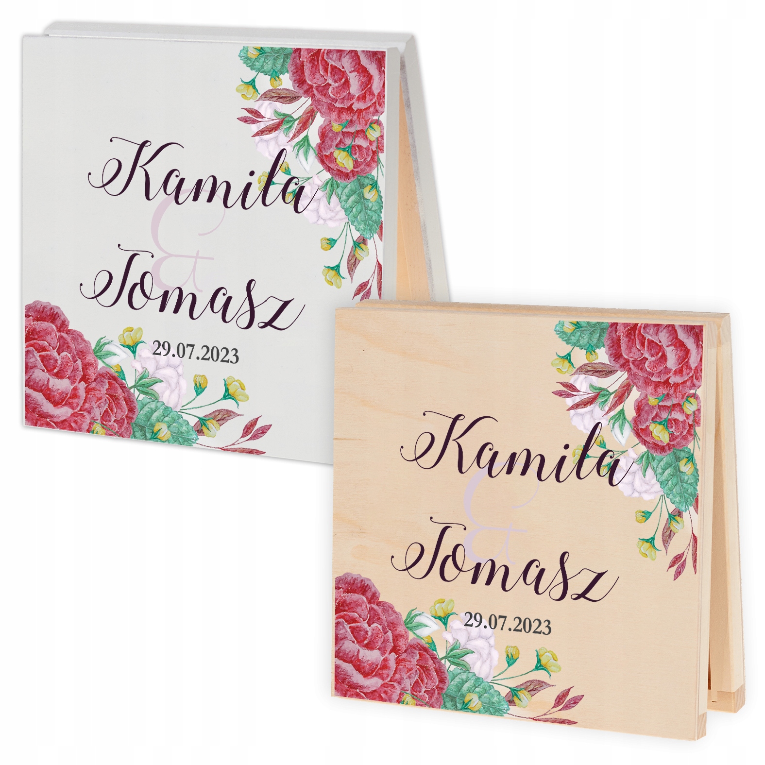 PUDEŁKO DREWNIANE PROŚBA ZAPROSZENIE DLA RODZICÓW NA ŚLUB WESELE BORDOWE Z2 Marka Wyczaruj Prezent