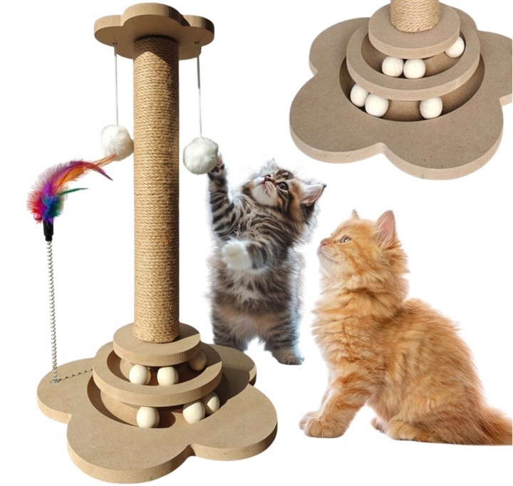 Levně Hračka Hračka Pro Kočky Agávová Tyč 44.5 CM 4 Dřevěné 2 Mátové Koule