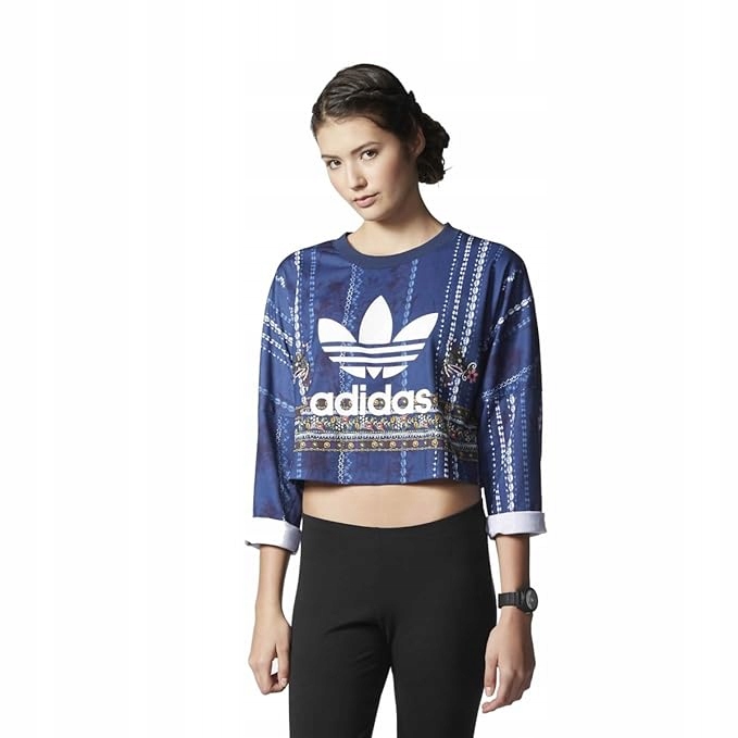 Dámská mikina Adidas Originals Cirane cropp krátká bez kapuce modrá M