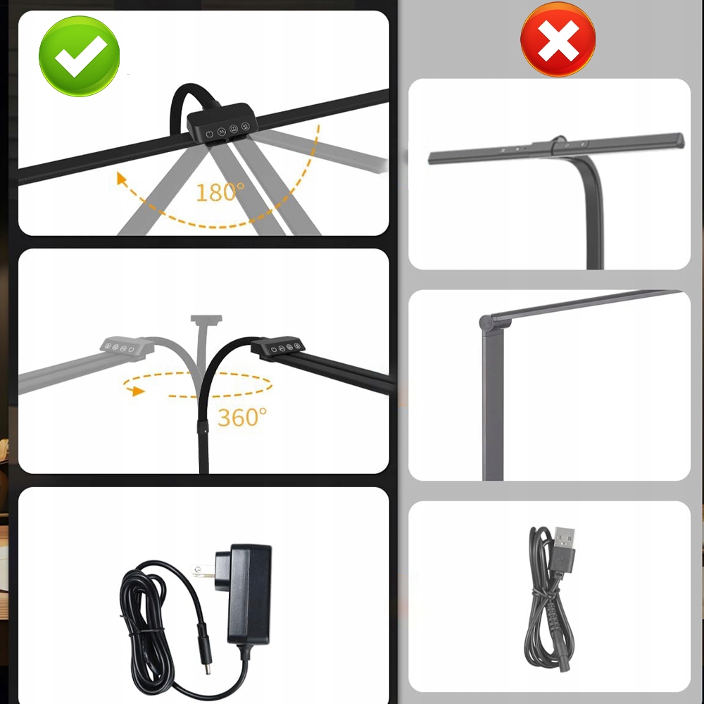 LAMPKA NA MONITOR DO KOMPUTERA NOCNA REGULOWANA LAMPA BIURKOWA Zasilanie sieciowe