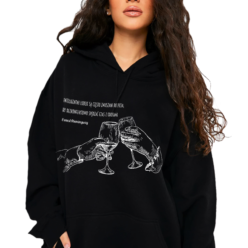 Mikina S Kapucí Citát Inteligentní Lidé L Černý Zábavný vzor Dárek