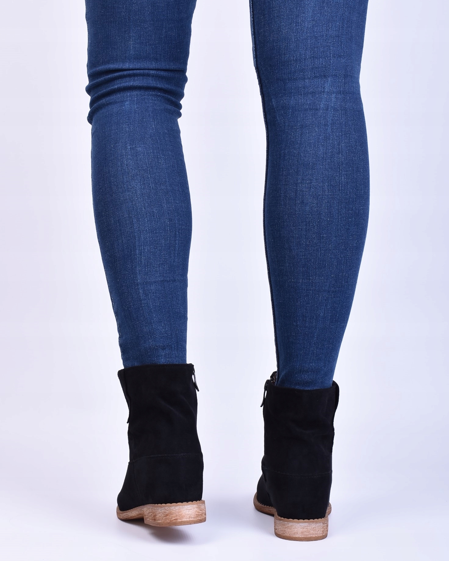 BOTKI DAMSKIE ZAMSZOWE UKRUTY KOTURN CZARNE Rozmiar 38