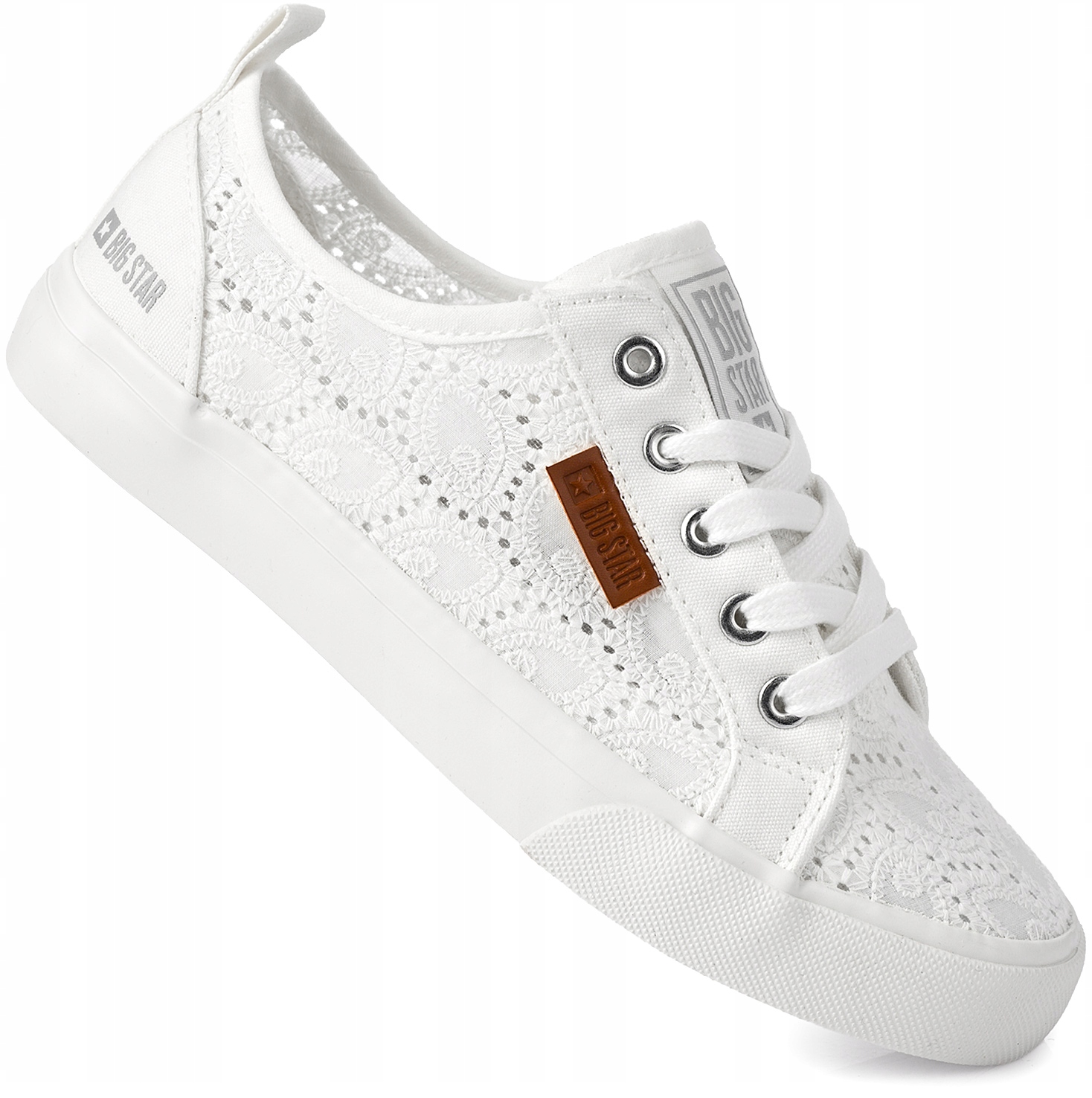 Big Star Damskie Trampki Białe Koronkowe Ażurowe Na Lato Koronka r. 39