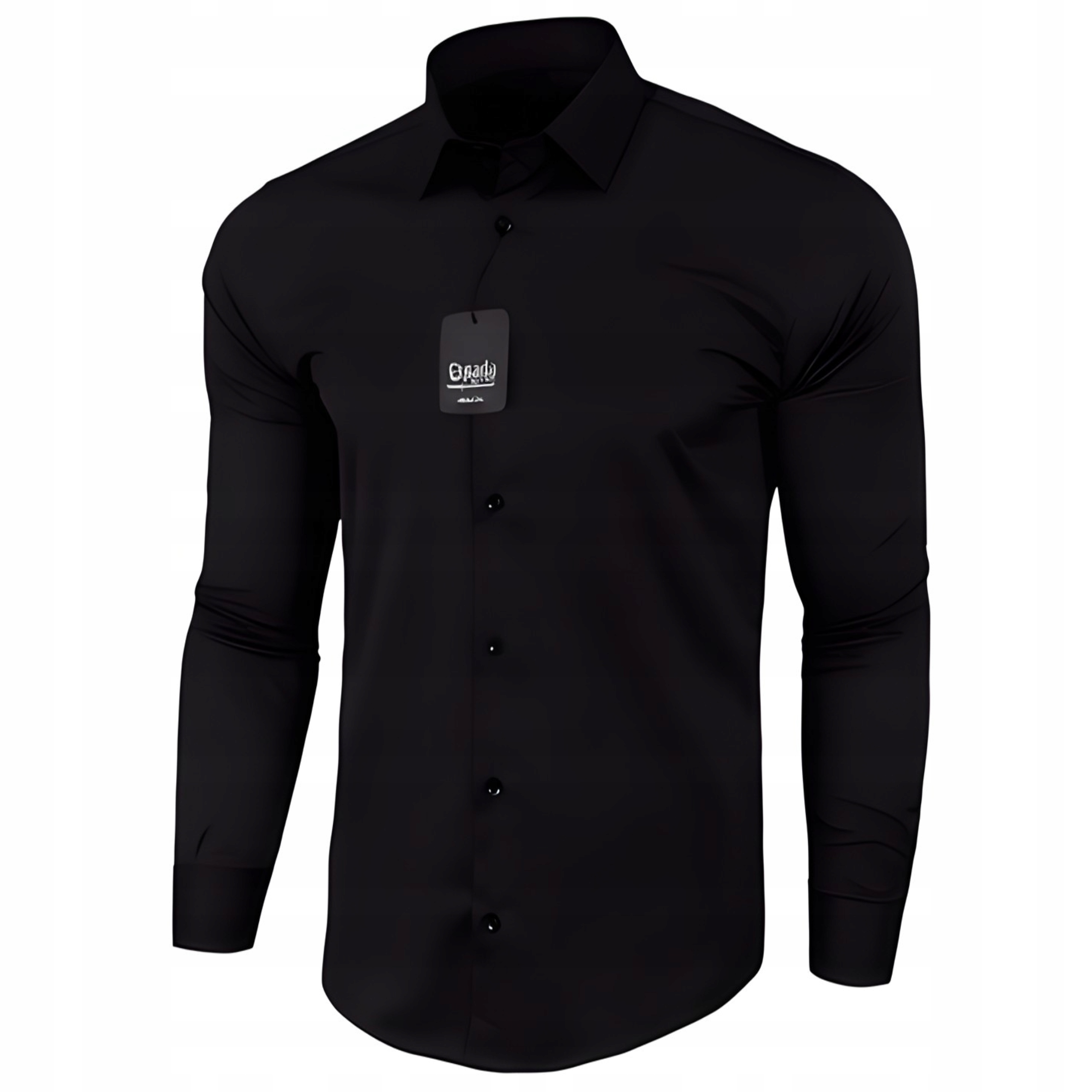 męska koszula Czarna klasyczna krój Slim Fit 3XL 47/48 gładka Espada