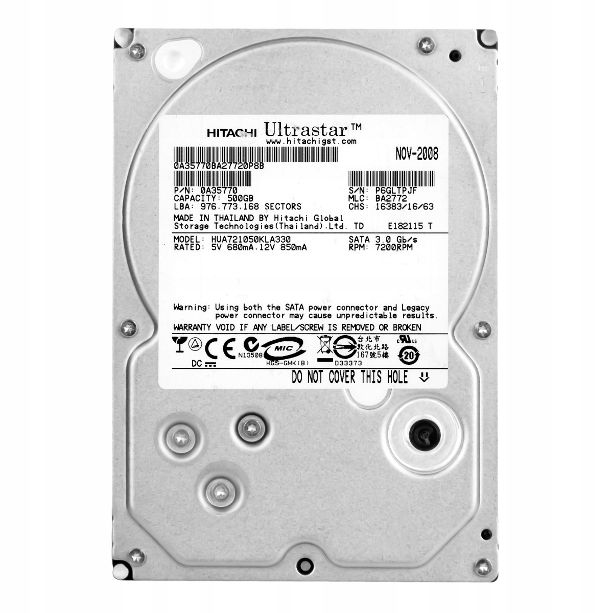 UltraStar A7K1000 500GB 7.2K 32MB Sata II 3.5'' HUA721050KLA330