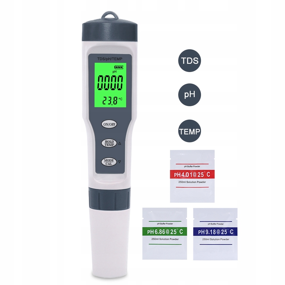 Ph tester mernik vody s teplotní kompenzací, přesné měření zásobníku