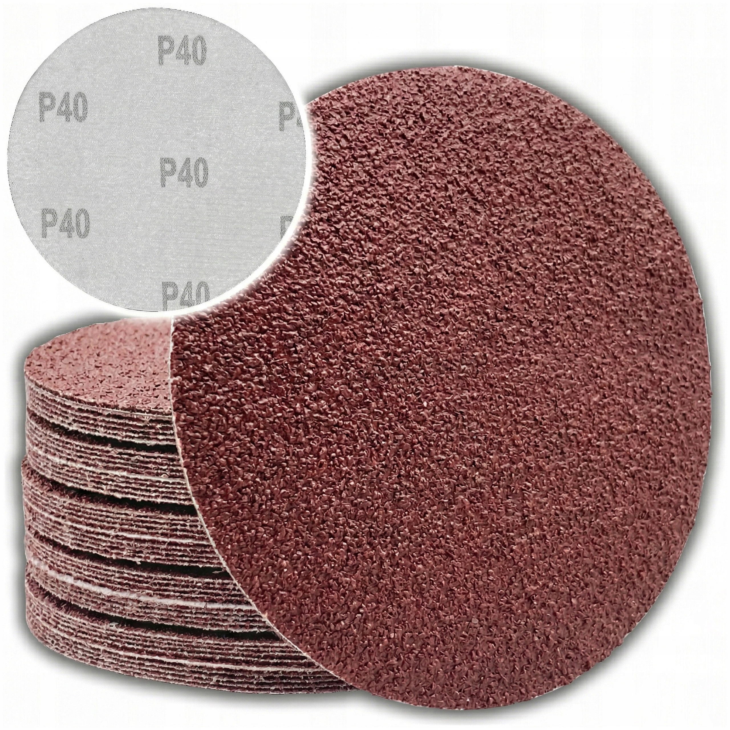 Papier Ścierny 125 Krążki Samoprzylepne Na Rzep Do Szlifierki P40 50 Szt