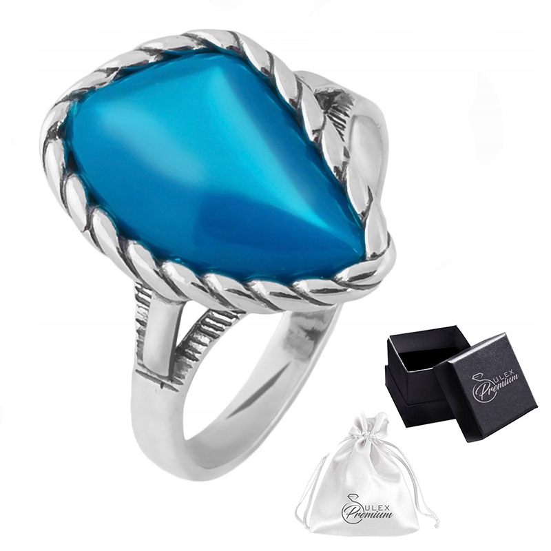 Prstýnek stříbro 925 Elegantní Lesklý prsten Světle Modrá vel. 23