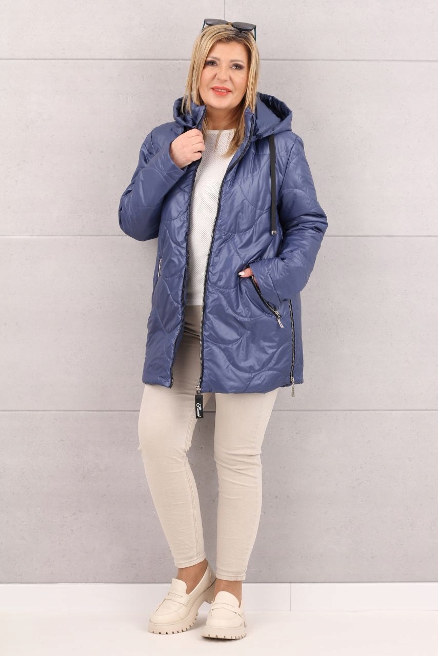 PIKOWANA KURTKA DAMSKA LEKKA PRZEJŚCIOWA Z KAPTUREM DUŻE ROZMIARY Rozmiar 44