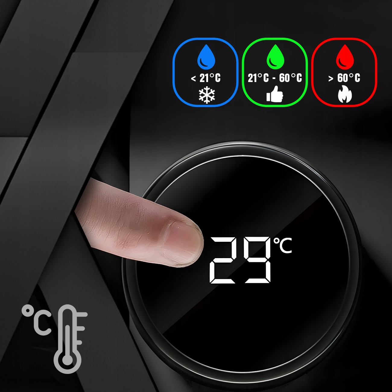 KUBEK TERMICZNY TERMOS BIDON NA KAWĘ HERBATĘ LED 500ML DUŻY SZCZELNY SMART Maksymalne utrzymanie zimna do 24 h