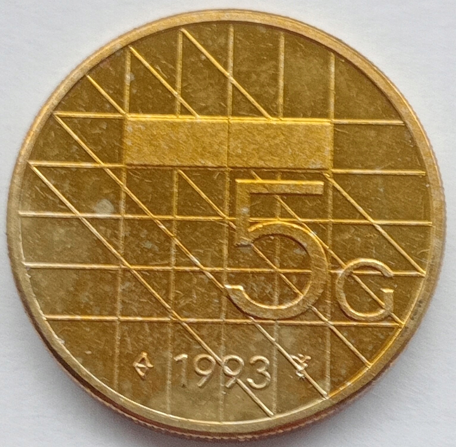 Holandia 5 Gulden 1993 Piękny (F)