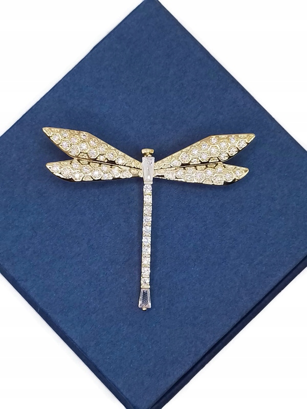 Luxusní Brož Vážka Hexagon Zlatá 14K Gp Krabička Na Dárek