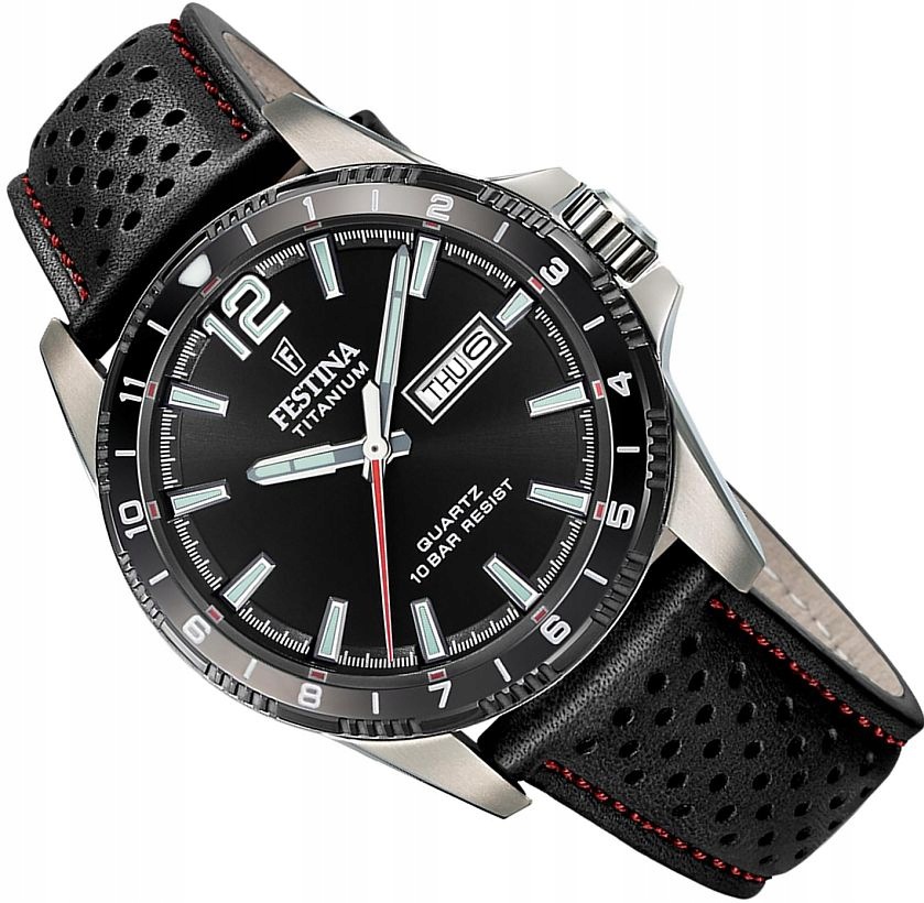 Titanové Pánské Hodinky Festina F20699/4 Módní Černý Diver Na Pásku Ø43 mm