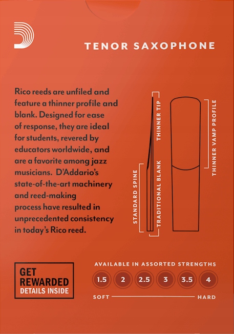 Stroik saksofon tenorowy tenor 2,5 RICO Daddario RKA1025 1 szt. Przeznaczenie do saksofonu
