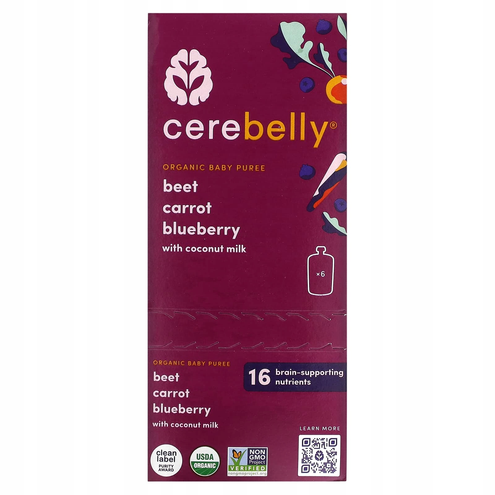 Cerebelly, ekologické pyré pro miminka, červená řepa, mrkev, borůvky