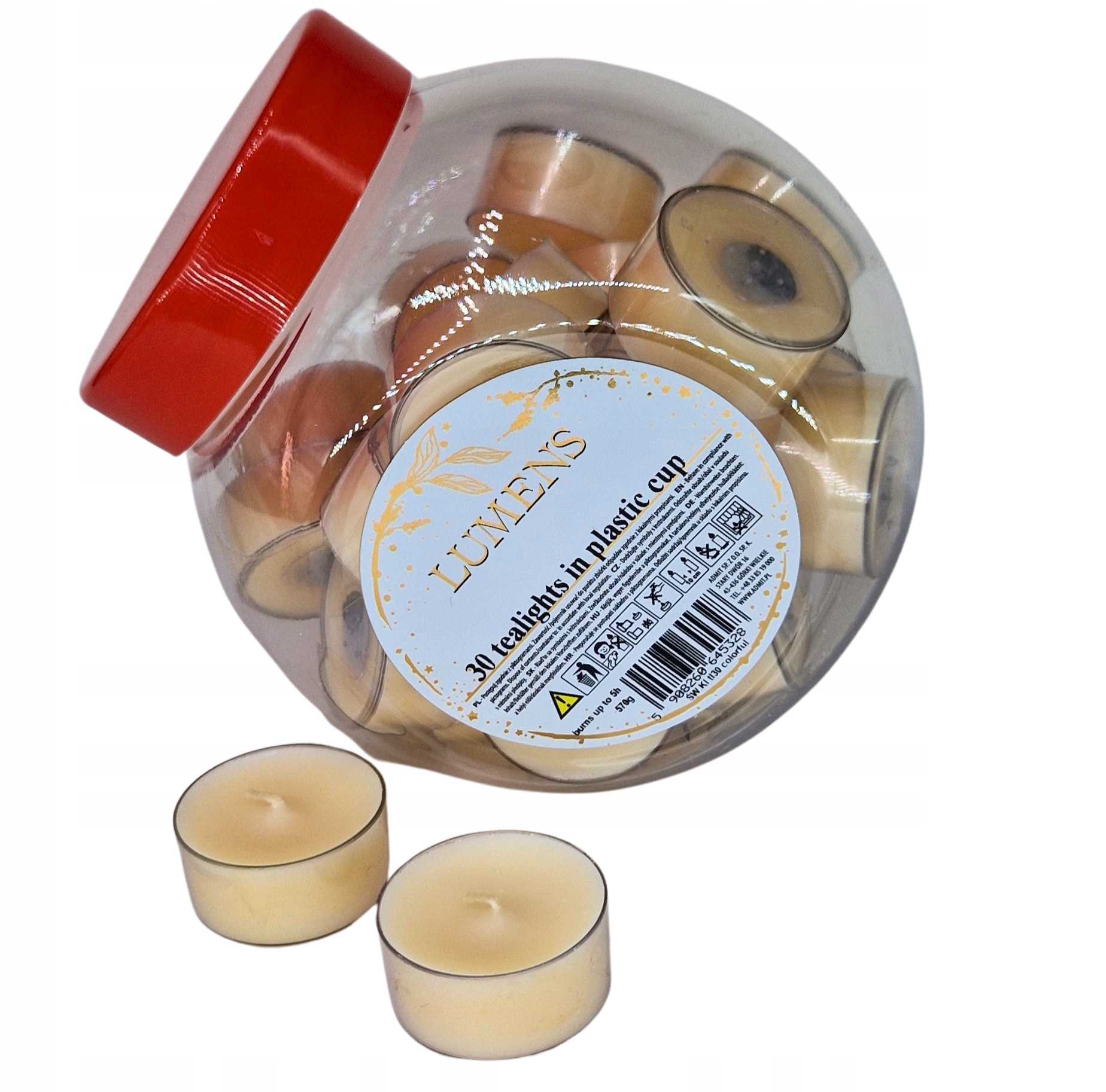 Podgrzewacze tealighty 30 szt. w słoiku, ECRU