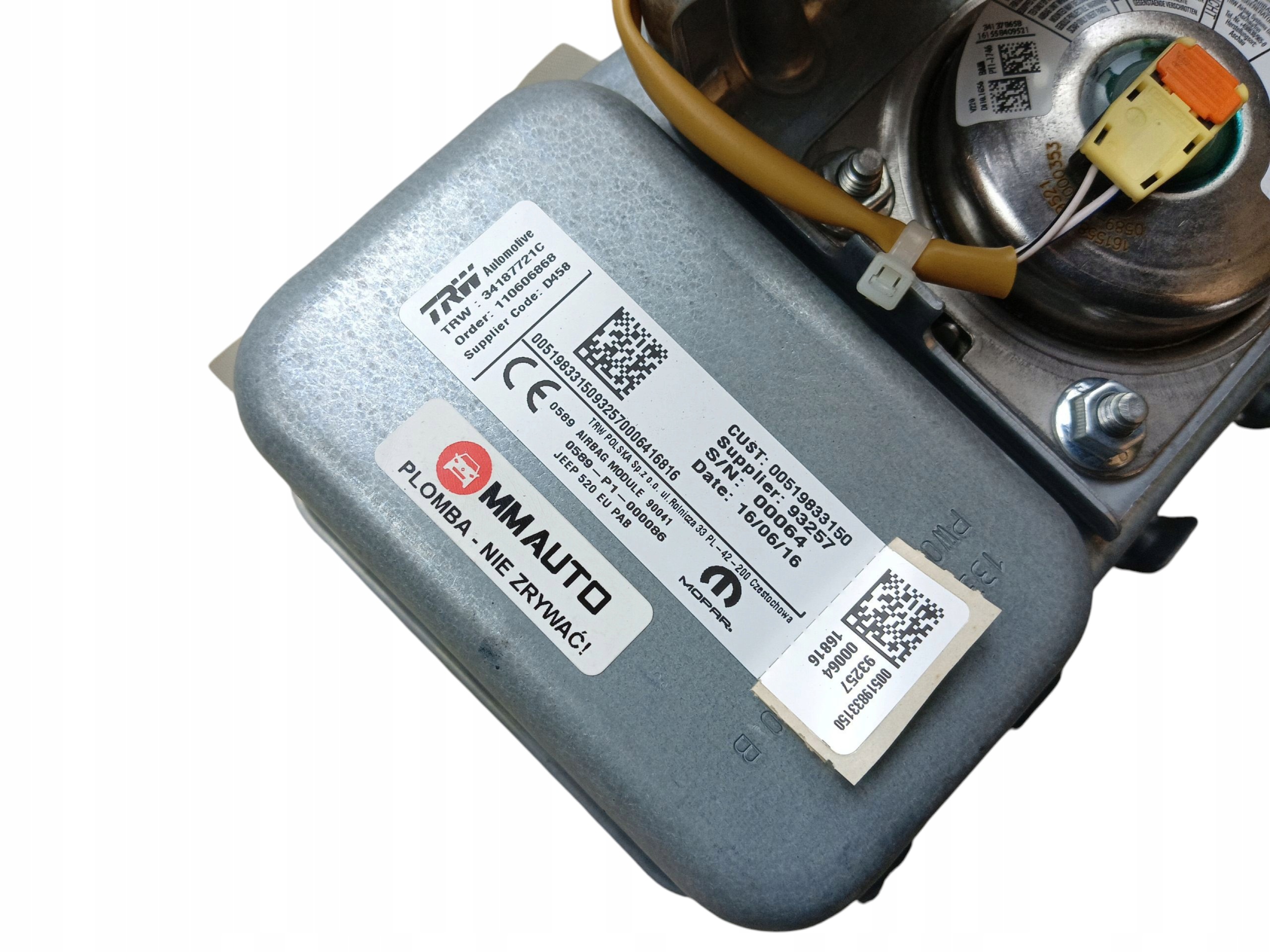 airbag airbag des beifahrers JEEP RENEGADE (2014-2018) 00519833150